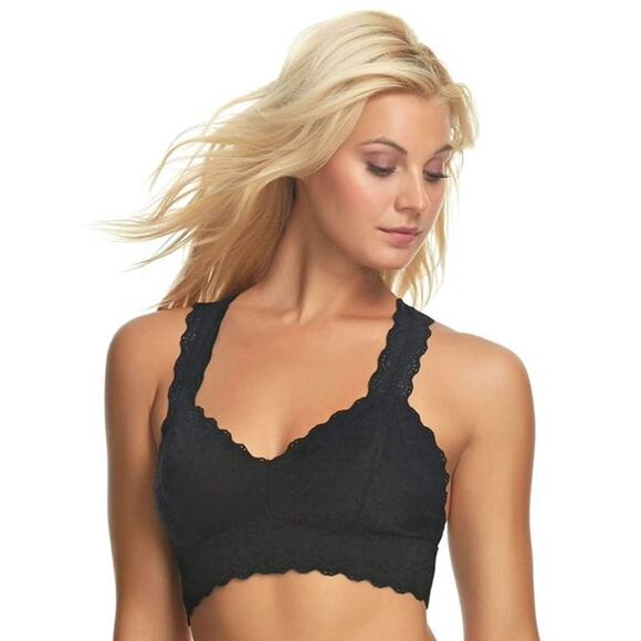 Felina Lace Longline Bralette (Black) Women’s Size XL Wireless Racerback Bra - Picture 1 of 11